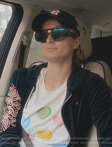 Paris's black visor sunglasses on Paris in Love