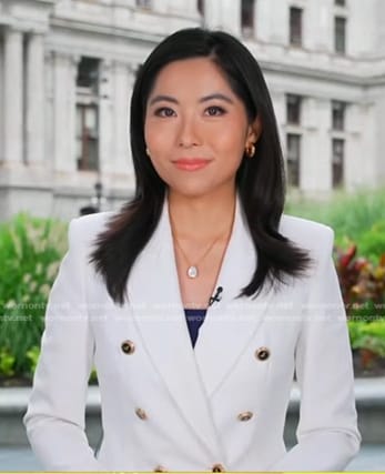 Selina Wang's white double breasted blazer on Good Morning America