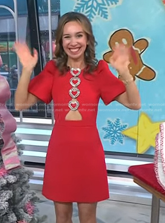 Shannon Doherty's red heart embellished dress on Today