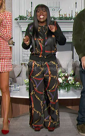 Sheryl's belt print cardigan and pants set on The Talk