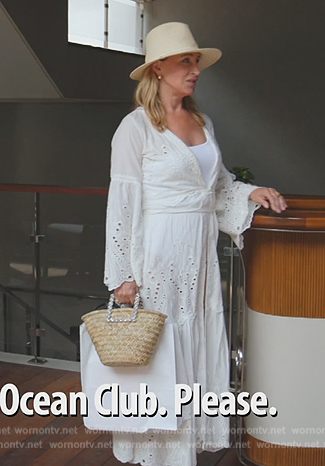 Sonja's white lace maxi dress on The Real Housewives Ultimate Girls Trip