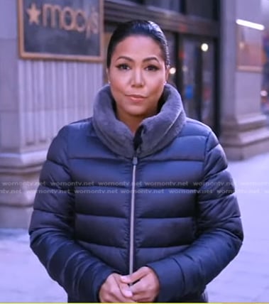 Stephanie's grey fur collar puffer jacket on Good Morning America
