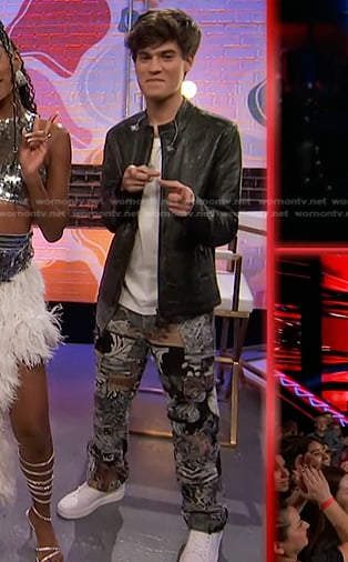 Tanner Massey's patchwork pants on The Voice