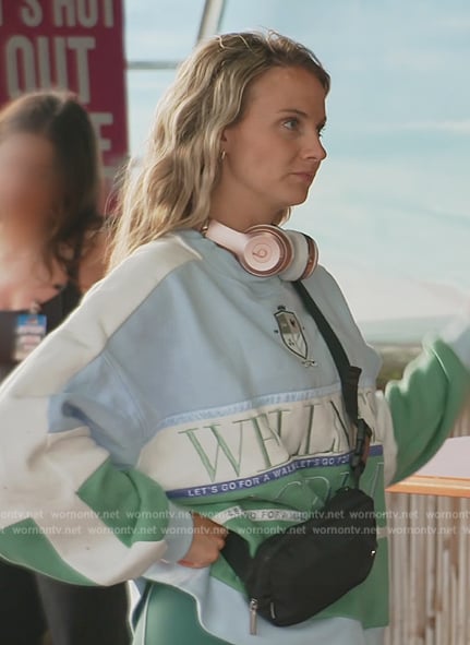 Taylor's blue embroidered sweatshirt on Southern Charm
