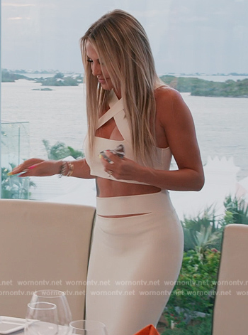 Whitney white cross neck dress on The Real Housewives of Salt Lake City