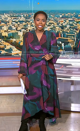 Zinhle's printed wrap maxi dress on NBC News Daily