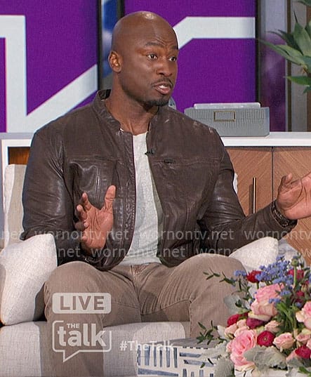 Akbar's brown leather jacket on The Talk