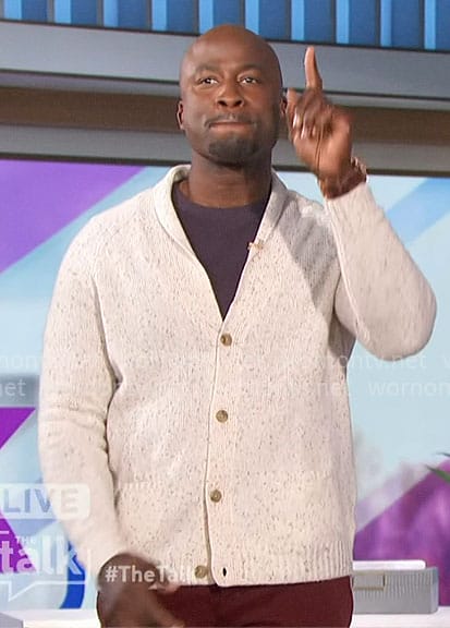 Akbar's speckled ivory cardigan on The Talk