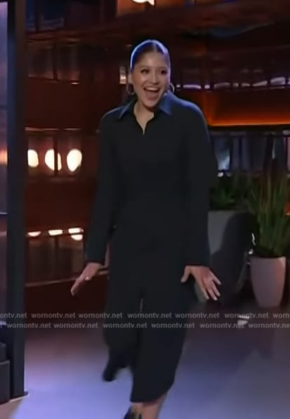 Alaqua Cox's black twist front dress on The Kelly Clarkson Show