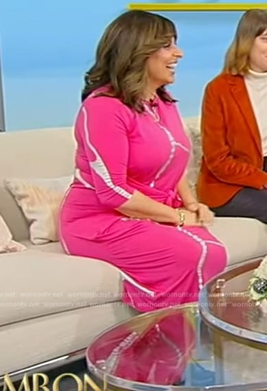 Aleeza Ben Shalom's pink tie dye tie waist dress on Tamron Hall Show