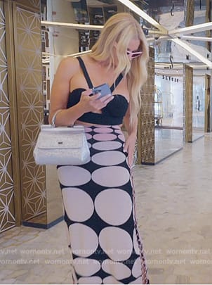 Alexia's circle print skirt and black crop top on The Real Housewives of Miami