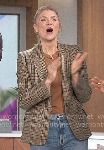 Amanda's brown and green plaid blazer on The Talk