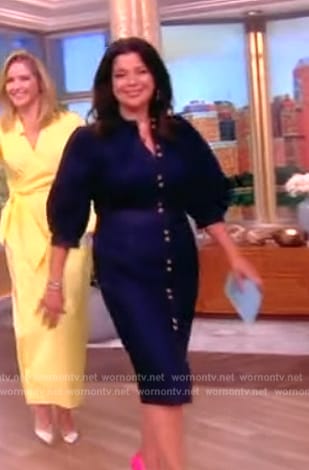 Ana's puff sleeve denim dress on The View