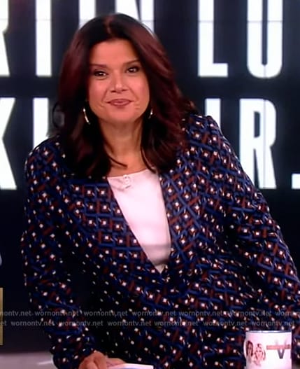 Ana's blue printed suit on The View