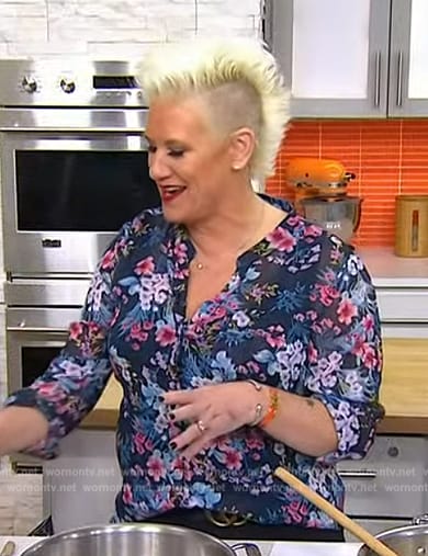 Anne Burrell's blue floral print blouse on Today