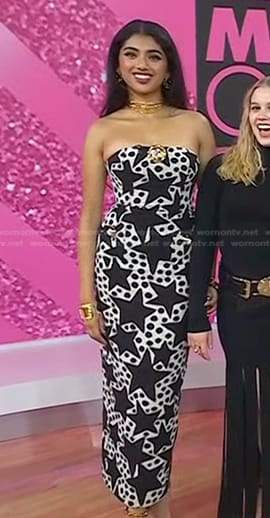 Avantika Vandanapu's star print strapless dress on Today