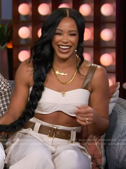 Bianca Belair's crop top and utility pants on The Kelly Clarkson Show