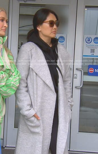 Crystal's grey coat on The Real Housewives of Beverly Hills
