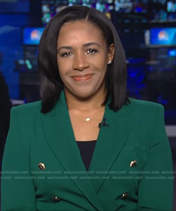 Dana Griffin's green double breasted blazer on NBC News Daily