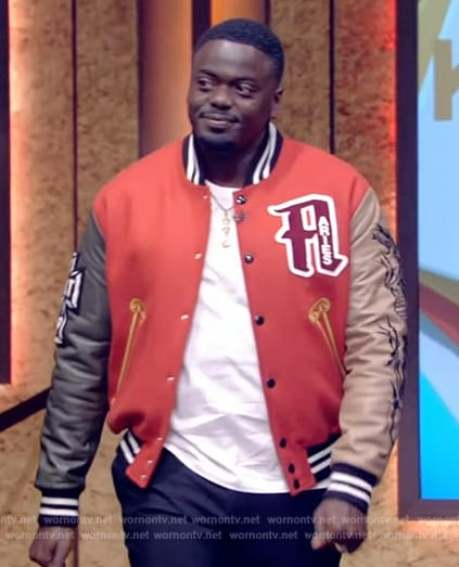 Daniel Kaluuya's red bomber jacket on Live with Kelly and Mark