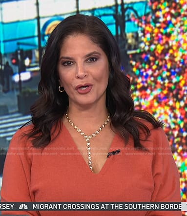 Darlene's orange v-neck sweater dress on Today