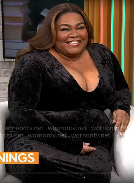 Da'Vine Joy Randolph's black velvet dress on CBS Mornings