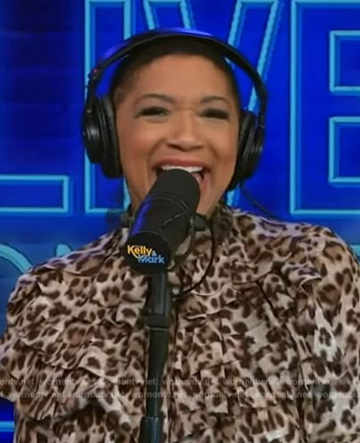 Deja Vu's leopard print ruffle top on Live with Kelly and Mark