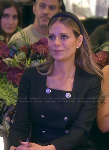 Dorit's black double breasted square neck dress on The Real Housewives of Beverly Hills