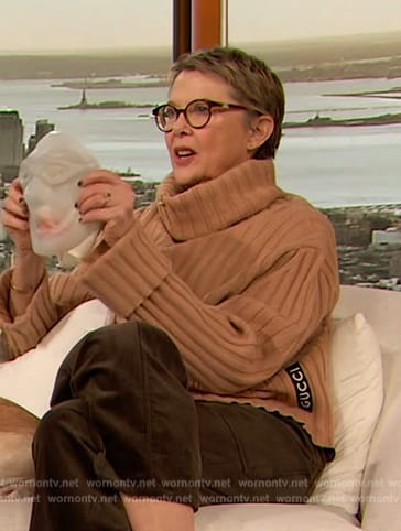 Annette Bening's beige turtleneck sweater on The Drew Barrymore Show