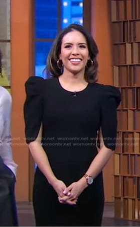 Edith Bracho-sanchez's black puff sleeve sheath dress on Good Morning America