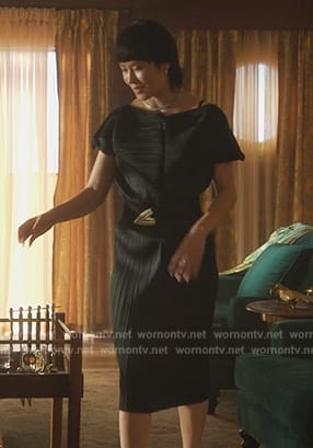 Eleanor's black pleated dress on Death and Other Details