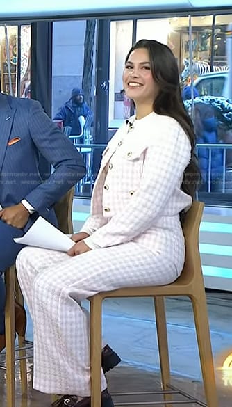 Elena Besser's pink plaid tweed blazer and pants on Today
