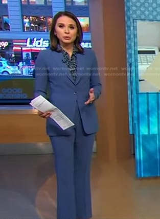 Elizabeth's blue blazer and flare pants on Good Morning America