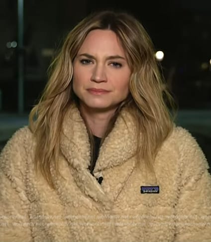Ellison Barber's beige teddy jacket on NBC News Daily