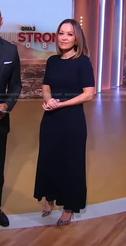 Eva's navy ribbed cutout dress on Good Morning America