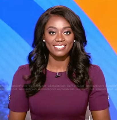 Faith Abubey's purple short sleeve dress on Good Morning America