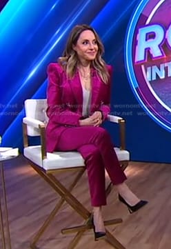 Gabby Bernstein's fuchsia velvet suit on Good Morning America