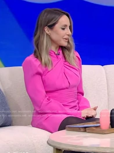 Gabby Bernstein's pink twist neck dress on Live with Kelly and Mark