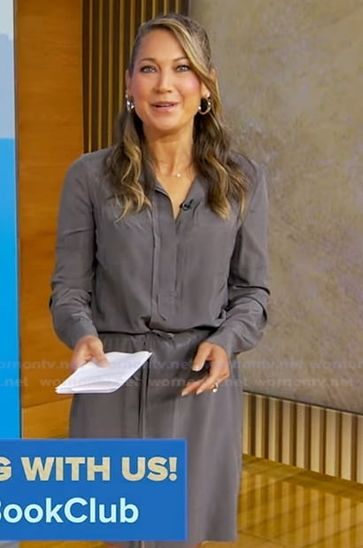 Ginger's gray drawstring mini shirtdress on Good Morning America