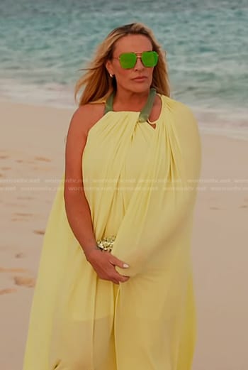 Heather's yellow draped dress on The Real Housewives of Salt Lake City