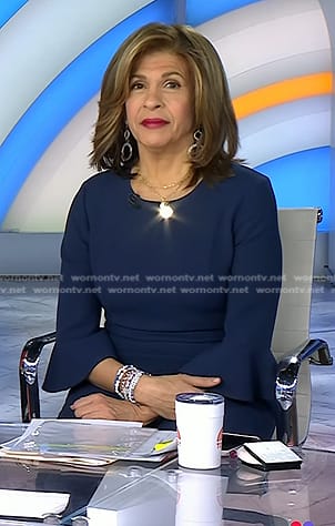 Hoda's navy bell cuff jumpsuit on Today