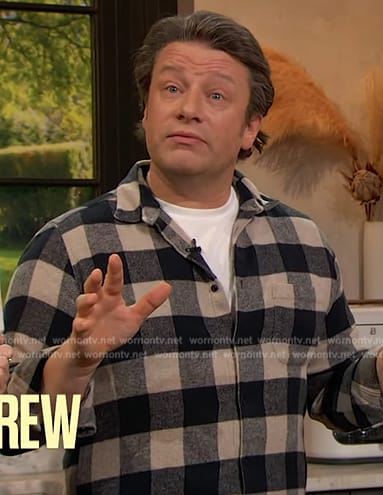Jamie Oliver's check shirt on The Drew Barrymore Show
