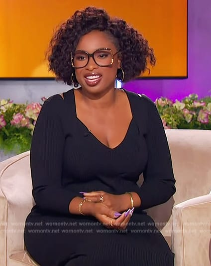 Jennifer's black shoulder cutout dress on The Jennifer Hudson Show