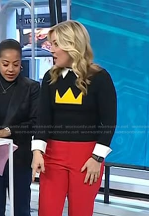 Jennifer Jolly's black crown print sweater on Today
