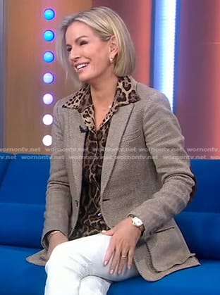 Jennifer's leopard blouse and herringbone blazer on Good Morning America