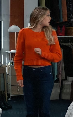 Josslyn's cropped orange sweater on General Hospital