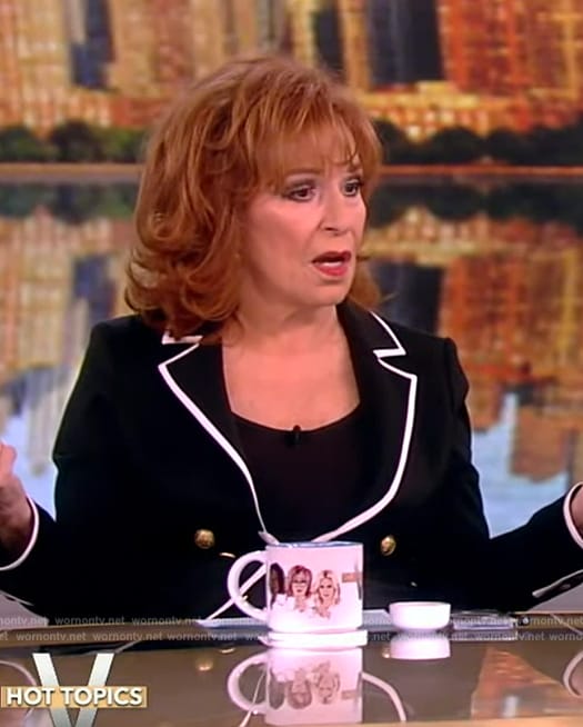 Joy's black contrast trim blazer on The View