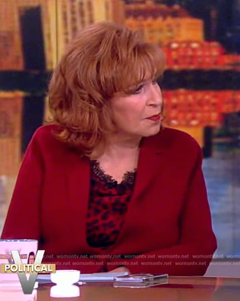 Joy's red leopard lace trim cami on The View