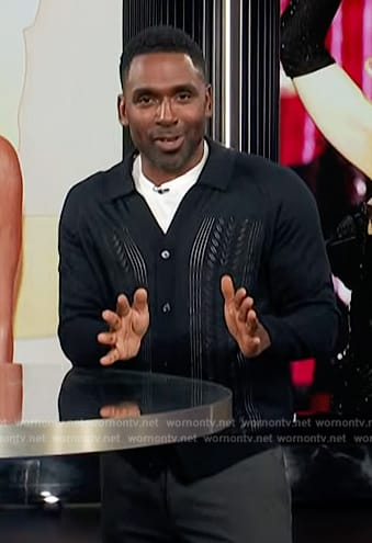 Justin's black pointelle cardigan by E! News