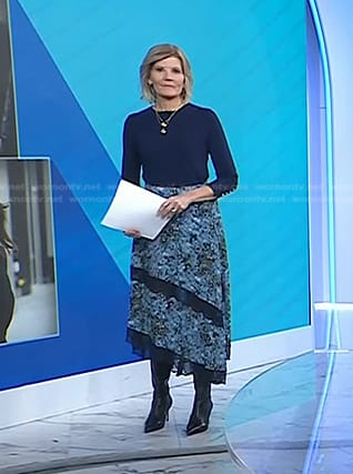 Kate Snow's navy top and floral midi skirt on Today